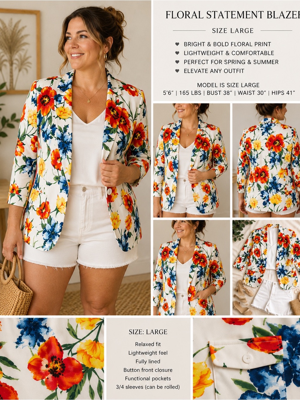 NYCC New York Clothing Co. Floral Blazer – Size Large